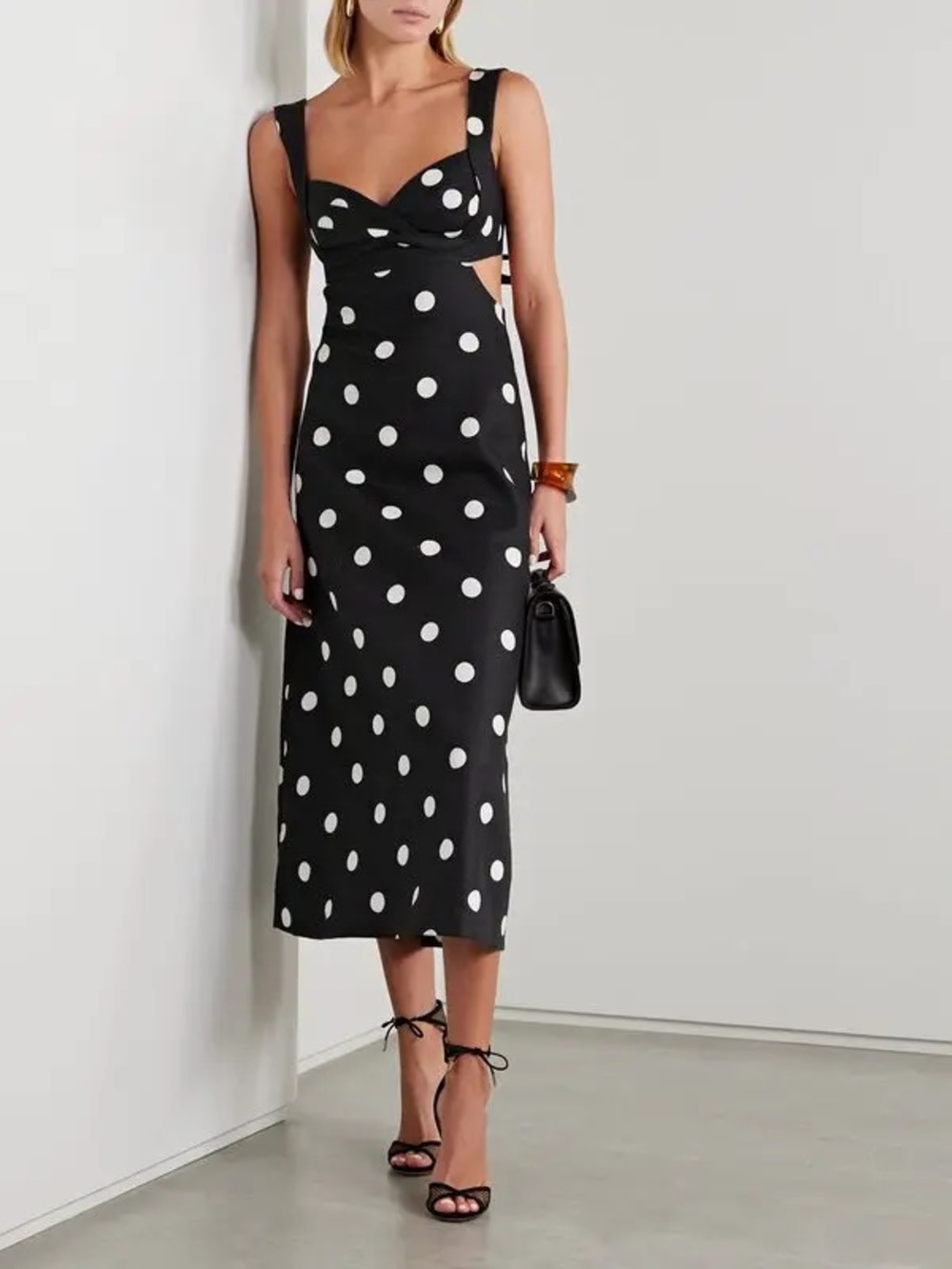 Zimmermann Crush Polka-Dot Cutout Midi Dress